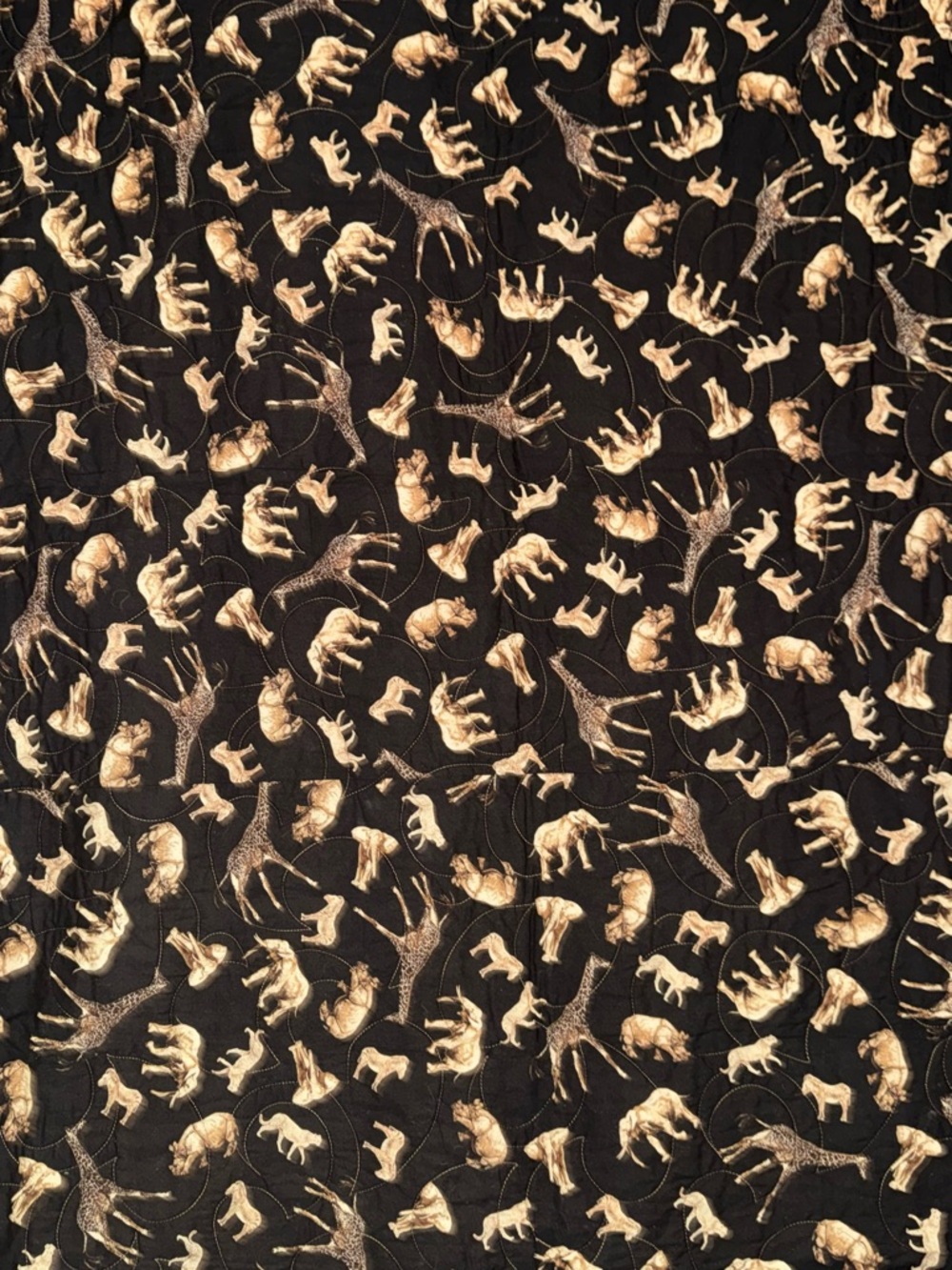 Safari Patchwork Quilted Throw - Green, Tan, Brown - Picture 7 of 9